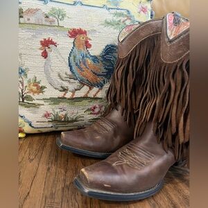 Ariat Brown Fringe Leather Western Boots